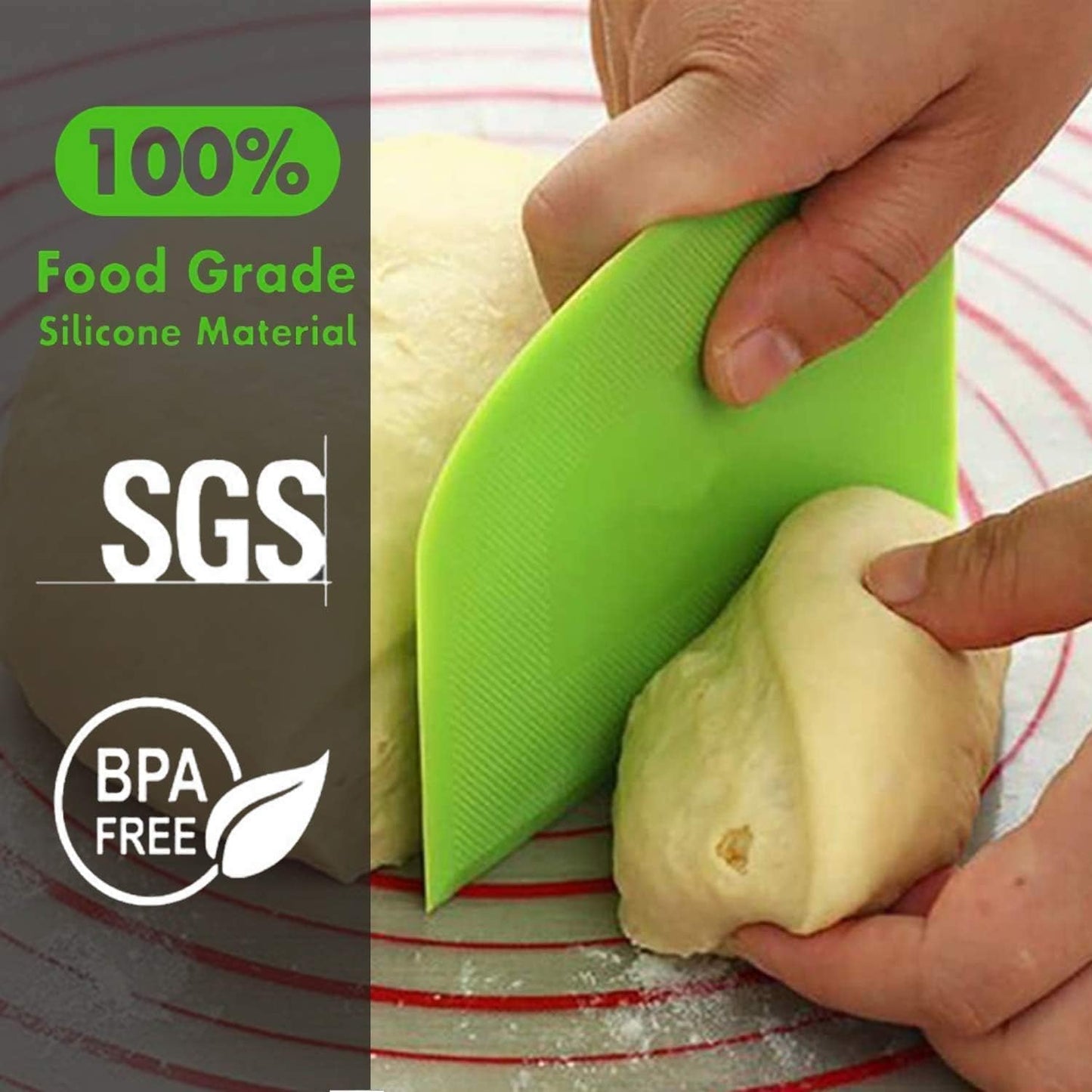 SURDOCA Dough Scraper Bench Scraper - 3P 5.9x4.3" Plastic Flexible Bowl Scraper, Sharp Edge & Angles Cake Scraper. Non-Slip Bakeware Decorating Tools Sculpting & Modeling Tools - Pure Pink