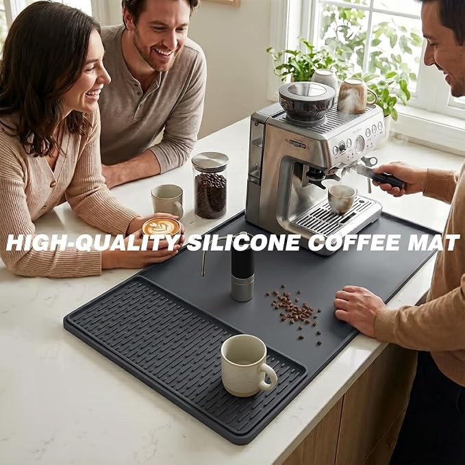 2 In 1 Extra Large 16"x28" Silicone Coffee Bar Mat Accessories - Image 2