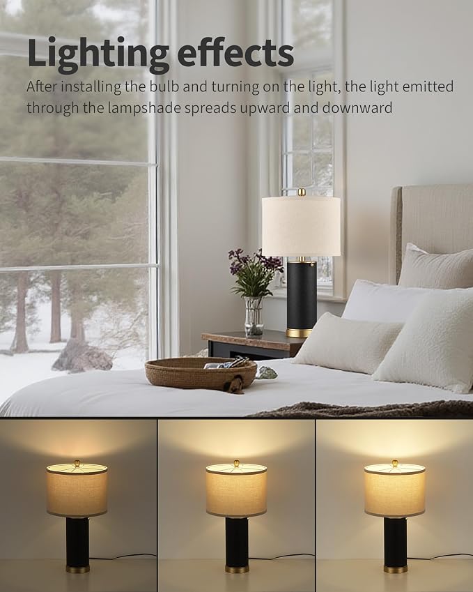 KDG 23.4" Black PU Leather Table Lamps - Image 4