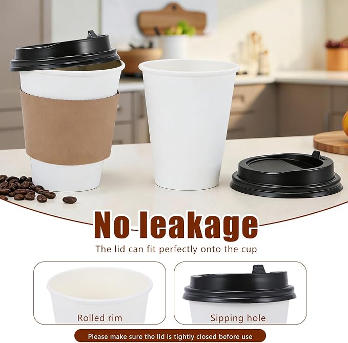 Coffee Cups, 50 Pack 12 oz Disposable Coffee Cups - Image 3