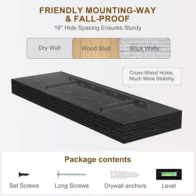 Fun Memories 55 Inch Fireplace Mantel Shelf -Long Floating Shelf, Wall Mounted - Image 6