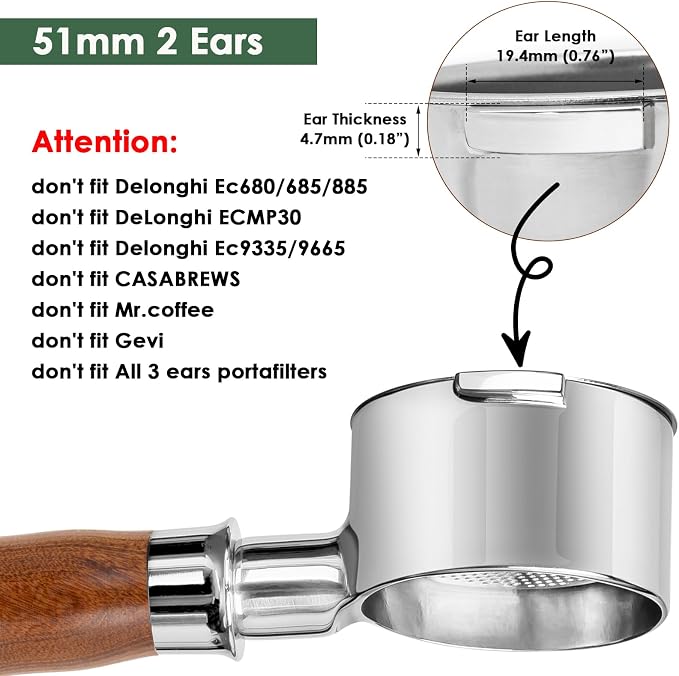 51mm 2 Ears Bottomless Portafilter - Image 2