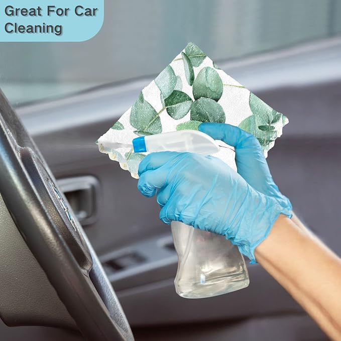 ALAZA Dish Towels Kitchen Cleaning Cloths Eucalyptus Leaves on A White - Image 6