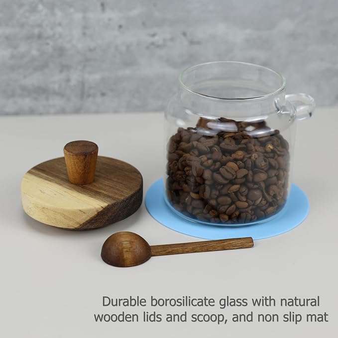 EIKS Glass Jars with Wooden Lids and Scoop, Airtight Food Storage Containers - Image 3