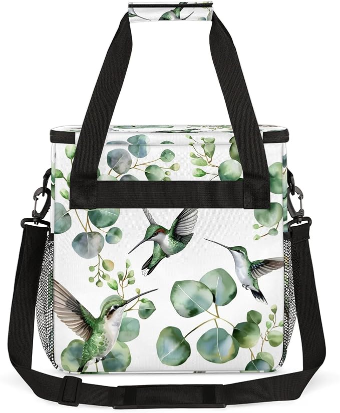 Hummingbird Eucalyptus Leaves Coffee Maker Carring Bag, Large Insulated Storage - Image 5
