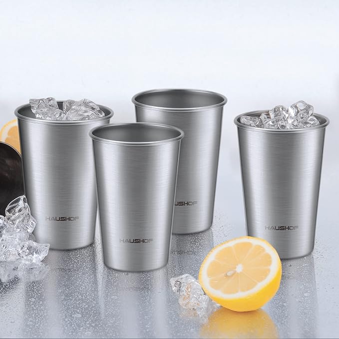 HAUSHOF Pint Cup, 16 oz Stainless Steel Cups, Stackable Metal Drinking Cups - Image 7