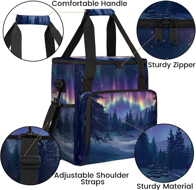 Northern Lights Coffee Maker Carring Bag, Large Insulated Storage Organizer - Image 6
