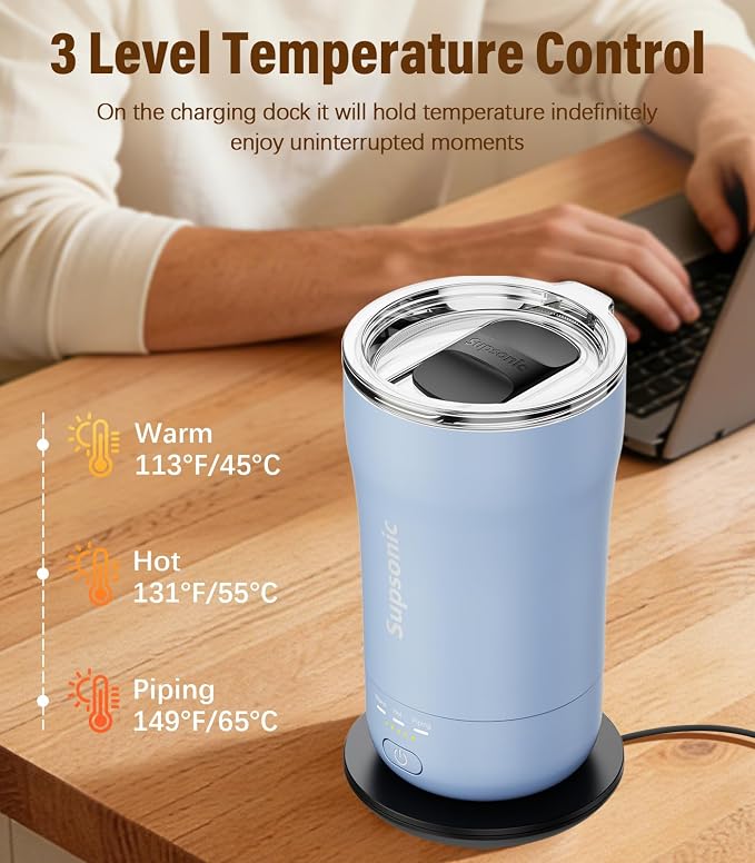 Supsonic - 14oz Heated Coffee Mug, Self-Heating Travel Mug - Image 2