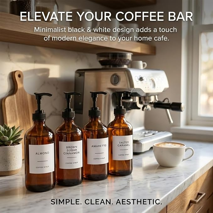 36Pcs Coffee Syrup Labels for Bottles Waterproof Coffee Syrup Dispenser Label - Image 4