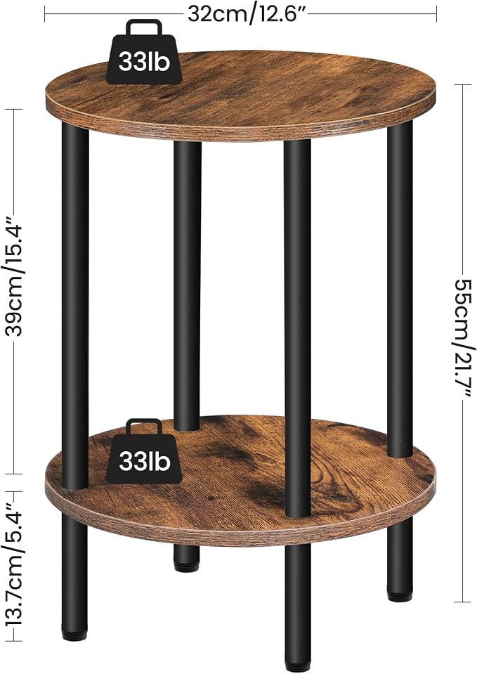 CHOEZON Round Side Table, 2-Tier End Table, Small Round Nightstand - Image 2