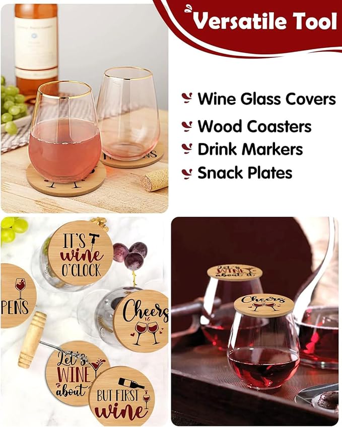 Xylolfsty Funny Wine Glass Covers to Keep Bugs Out Wood Drinking Glass Lids - Image 3