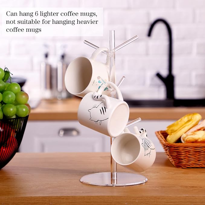 Patelai 14 Inch Acrylic Coffee Mug Tree Coffee Mug Rack Cup Holders - Image 6