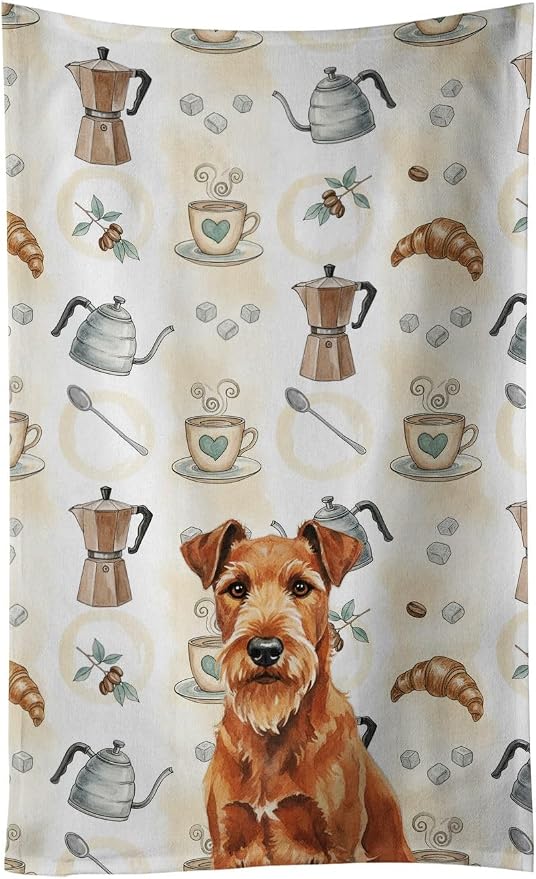 Caroline's Treasures Irish Terrier Coffee Bar Kitchen Towel Velour Plush Front by CarolinesTreasures