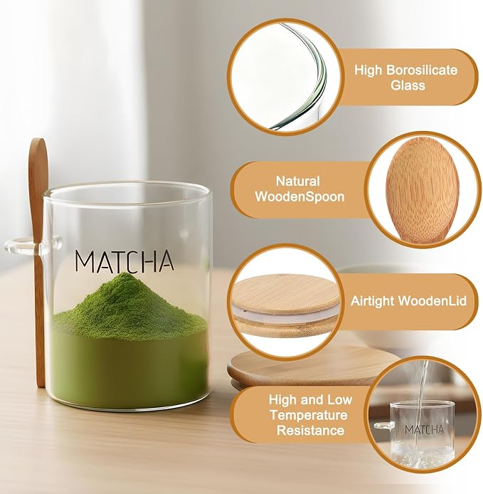 Suclain 15 oz Matcha Glass Container - Image 3