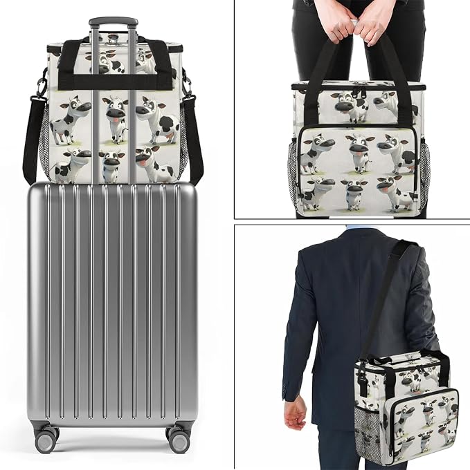 Cow Farm Animal Coffee Maker Carring Bag, Large Insulated Storage Organizer - Image 7