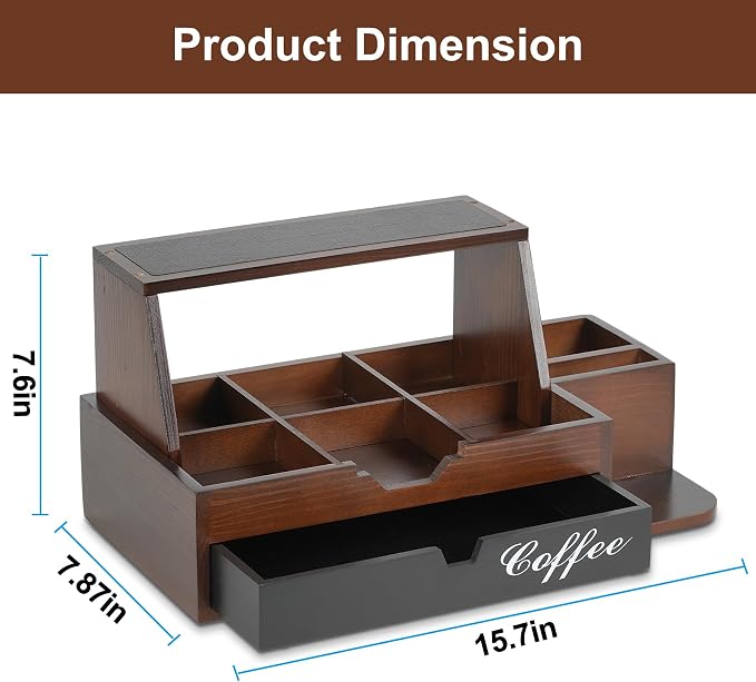 Farmhouse Coffee Bar Organizer, Wood Countertop - Image 4