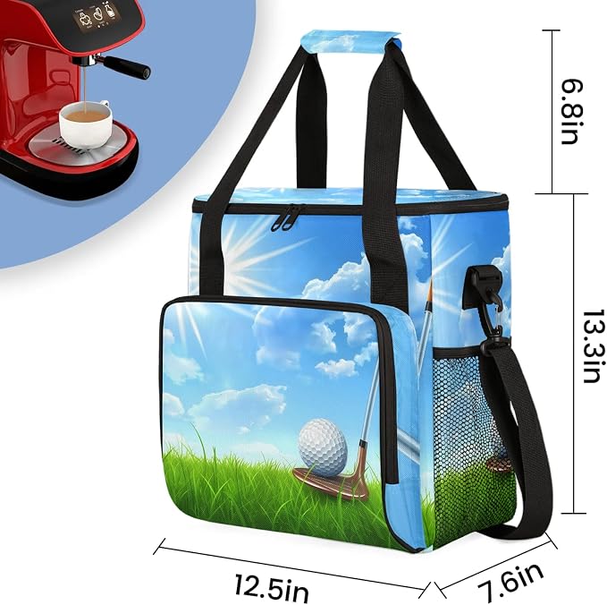 Golf Ball Club Coffee Maker Carring Bag, Large Insulated Storage Organizer Case - Image 2