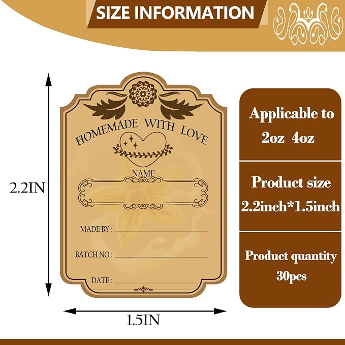 30PCS Beautifully Designed Bottle DIY Stickers, Vintage Labels - Image 2