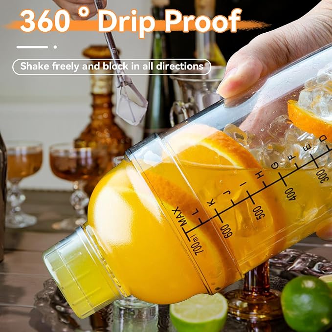700ml Cocktail Shaker, Food Grade Plastic Highly Transparent Drink Shaker Cup - Image 2