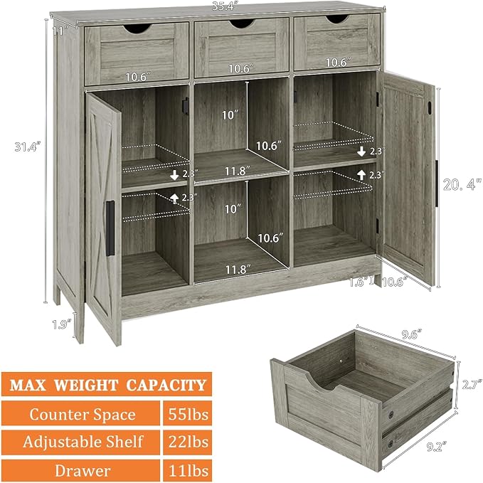 Viaozutis Storage Cabinet, Coffee Bar Cabinet - Image 2