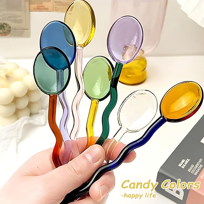 Glass Spoons Clear Coffee Stirring Spoon Milk Cocktail Drinks Espresso Mixing - Image 3