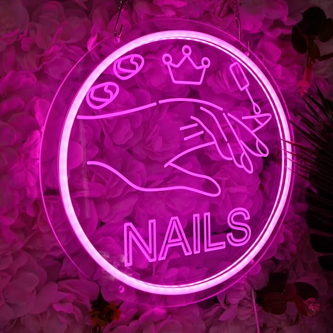 Britrio Nails Neon Sign Light Pink Nails Spa Beauty Salon Studio LED Wall Art - Image 3