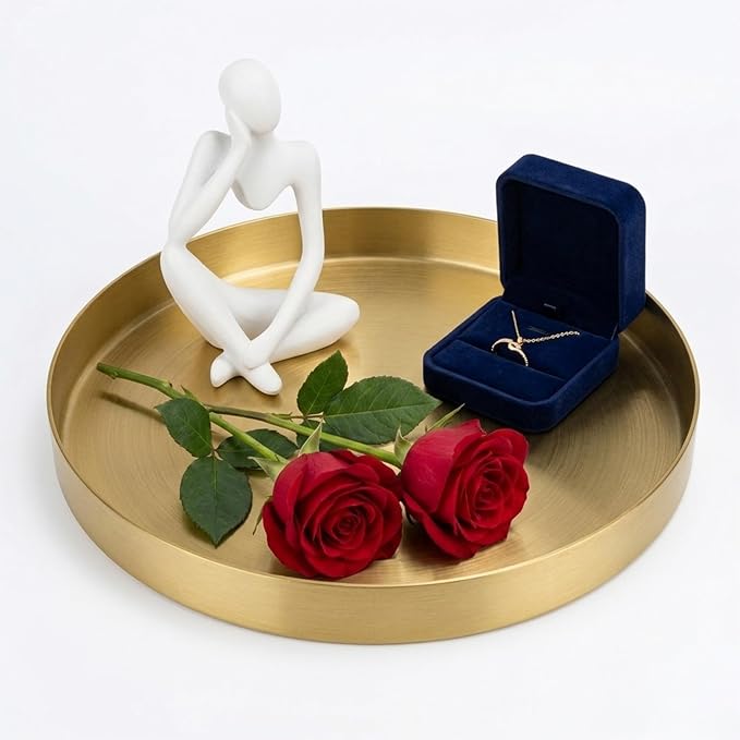 Gold Tray, 5.5 Inch Small Round Gold Serving Tray by Unknown