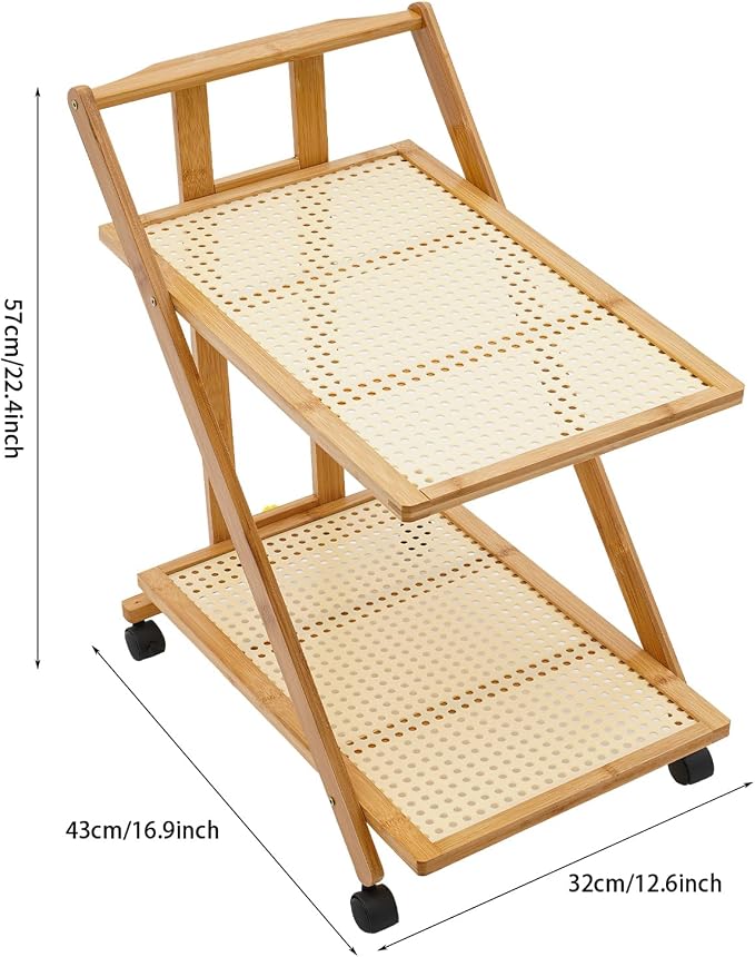 2-Tier Foldable Rolling Coffee Bar Cart Home Utility Cart Storage Organizer - Image 6