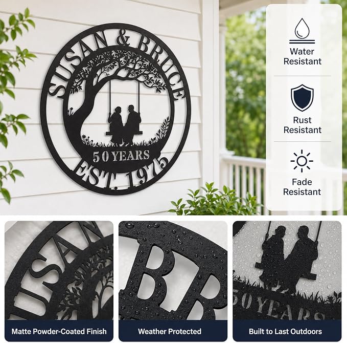 Personalized Wedding Anniversary Sign Gifts, Custom 50th 40th 65th 60th 25th - Image 4