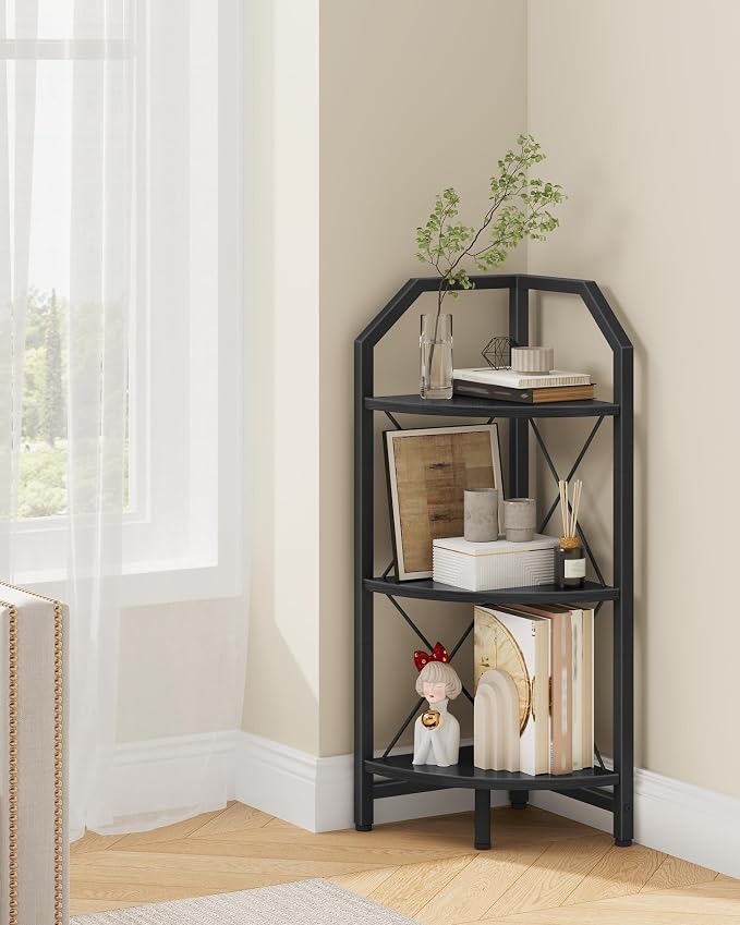 CHOEZON 3-Tier Corner Shelf, Industrial Corner Bookshelf, 35.4" Storage Stand by Choezon