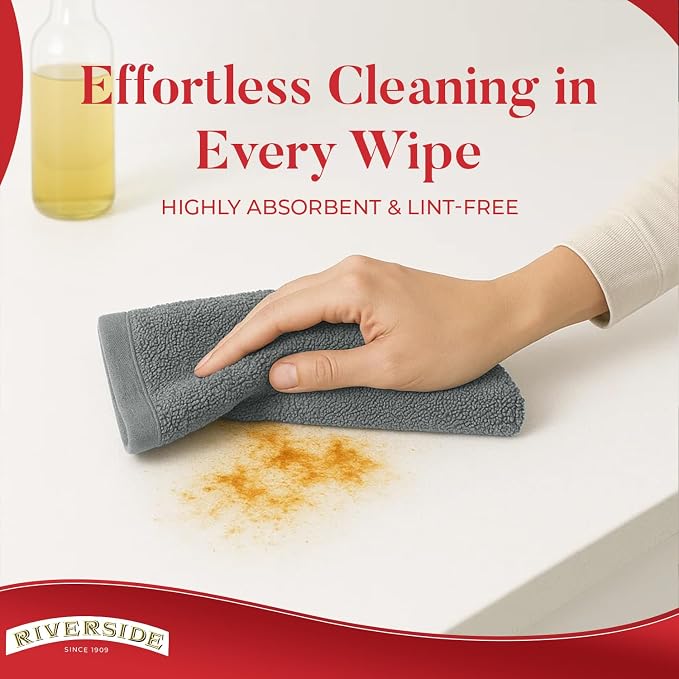RIVERSIDE Bar Mop Towels Pack of 12, 16x19 Inches, 100% Ring Spun Cotton Terry - Image 5
