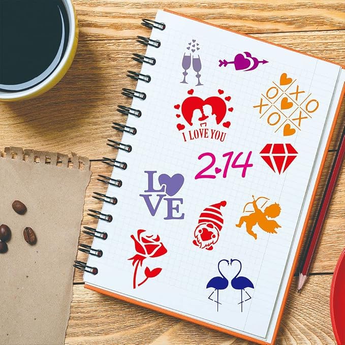 46 Coffee Stencils+2 Mesh Powder Shakers, Cake Baking Templates Coffee - Image 9