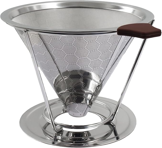 Bonsicoky Pour Over Coffee Dripper, Stainless Steel Coffee Filter, Metal Cone - Image 2