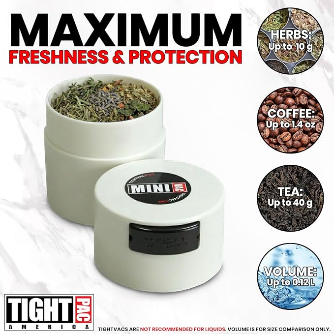 TIGHTPAC MINIVAC Portable Vacuum Seal Airtight Container – Keeps Coffee Beans - Image 6