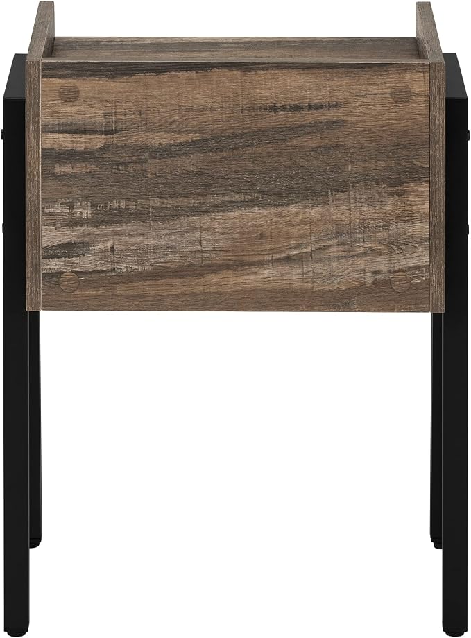 Brown End Table with Storage Cubby and Tray-Style Top, 18.5 Inch Rectangular - Image 4