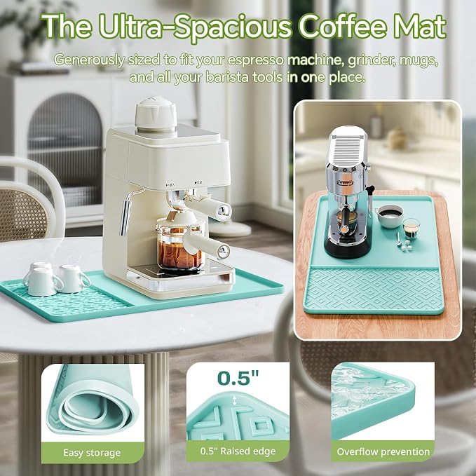 Silicone Coffee Mat with Raised Edges 19" x 12" – Waterproof Countertop Mat - Image 3