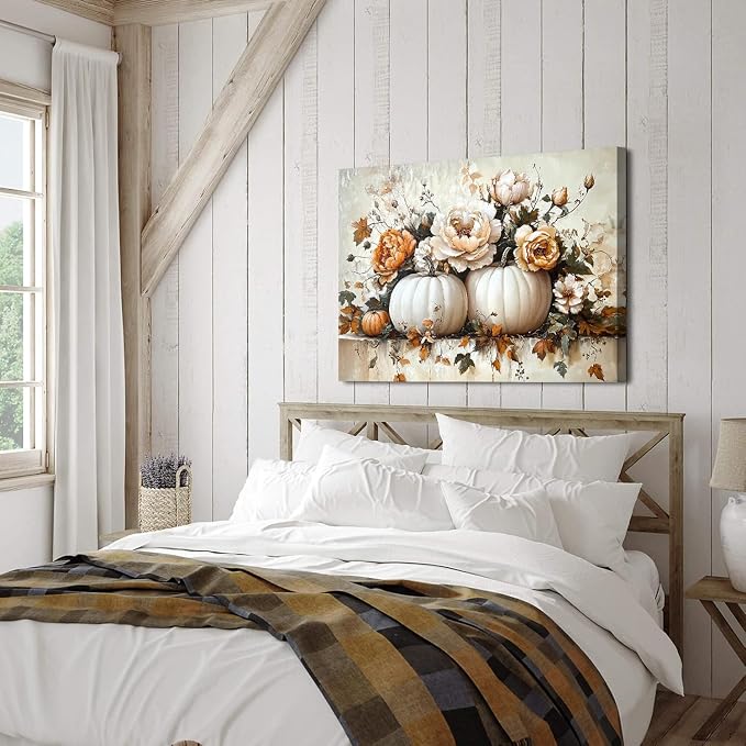 Vintage Fall Flowers Pumpkin Wall Art - Image 6