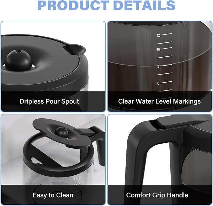 12 Cup Coffee Maker Carafe Replacement Pot Compatible - Image 5