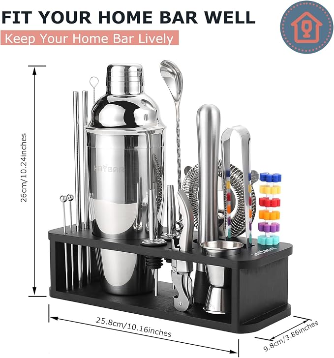 HMYBAR® 22-Piece Cocktail Shaker Set, Mixology Bartender Kit - Image 2