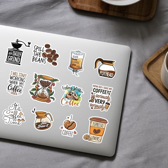 12pcs Coffee Stickers Pack for Caffeine Lovers, Baristas & Coffee Addicts – - Image 9