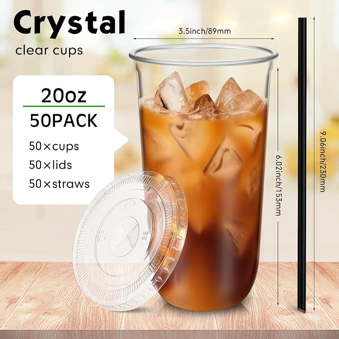 Ziliny 50 Set Clear Plastic Cups - Image 3