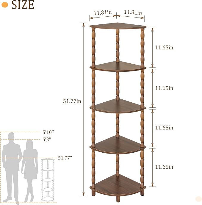 MaxSmeo Corner Shelf, 5-Tier Corner Bookshelf - Image 3