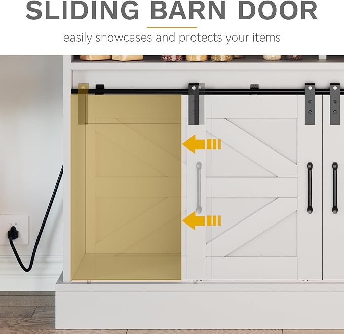 DWVO Farmhouse Buffet Cabinets, Sliding Barn Door Sideboard Cabinet - Image 6