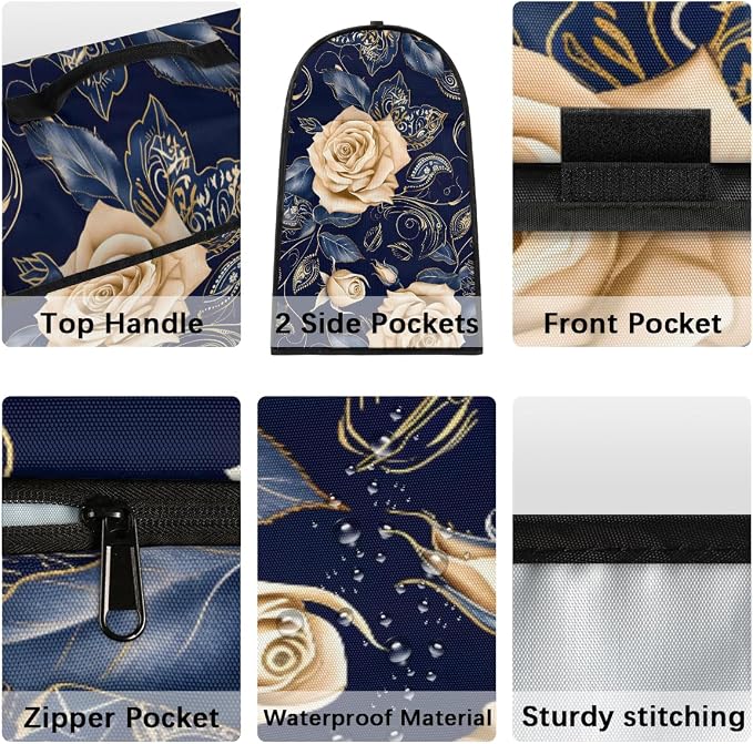 Roses Kitchen Aid Mixer Cover Compatible Stand Mixer Dust Cover | Golden Blue - Image 4