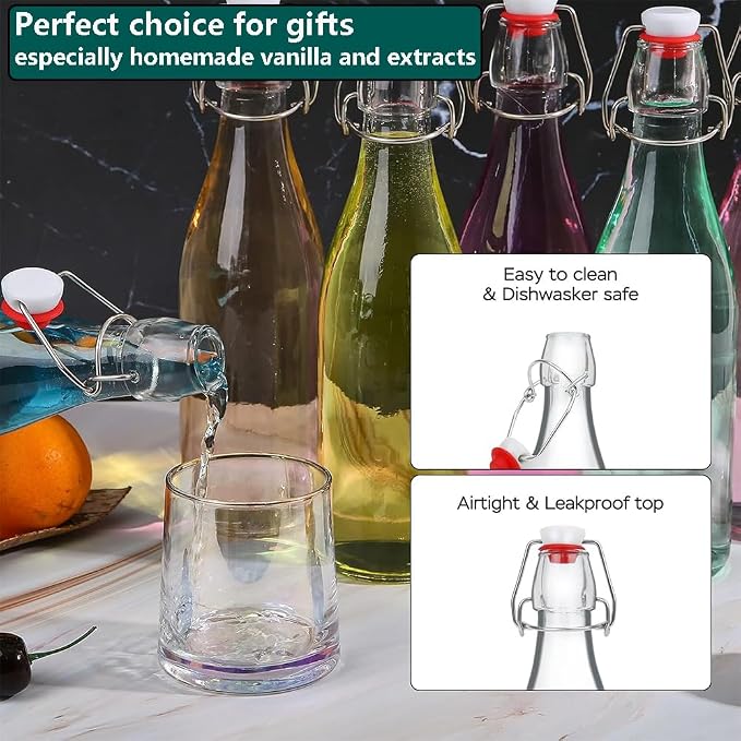 ZEBEIYU 10 Pack Swing Top Glass Bottles 8.5 oz, Flip Top Beer Brewing Bottles - Image 7