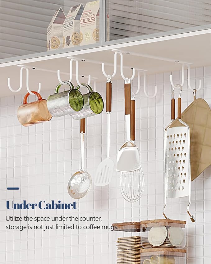 Luckinow Mug Hooks Under Cabinet 3 Pack, Coffee Cup Hooks - Image 6