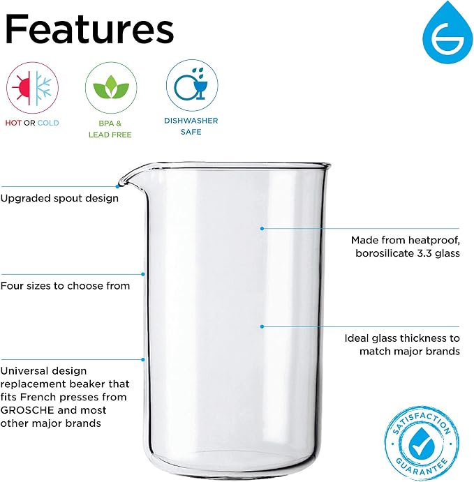 GROSCHE Borosilicate 3.3 Glass Universal Replacement Beaker - Image 5