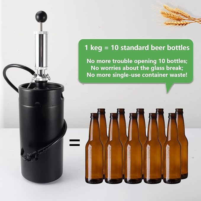 FERRODAY Stainless 128oz Mini Keg Hand Pump Beer Growler Beer Keg Draft Beer - Image 5