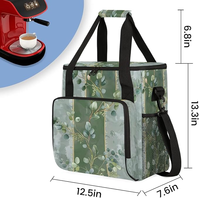 Eucalyptus Leaves Green Leaves Coffee Maker Carring Bag, Large Insulated - Image 2
