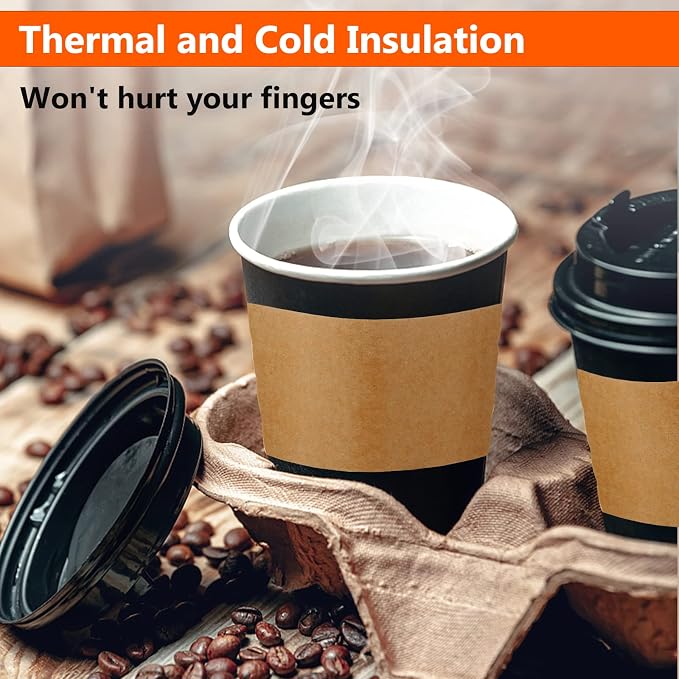 300 Packs Coffee Sleeves, Kraft Paper Cup Sleeve Disposable Coffee Cup Sleeves - Image 5